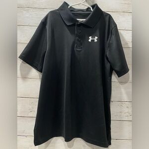 UNDER ARMOUR HEATGEAR LOOSE BOYS YOUTH Large Black  SS Polo Shirt
